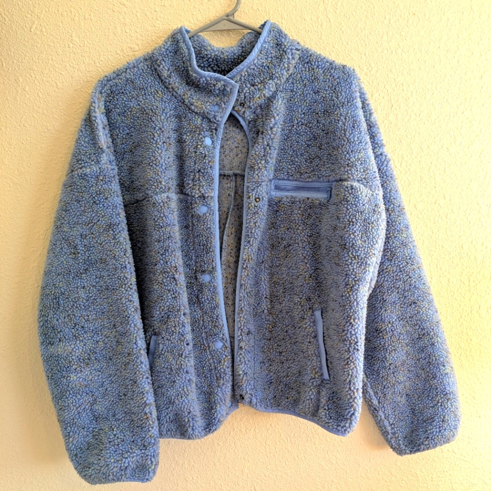 Aerie Blue Lightweight Shirt Jacket with High Collar